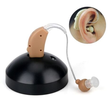 Akkumulátoros, tölthető hallásjavító, hangerősítő hallókészülék, állítható hangerőszabályzó