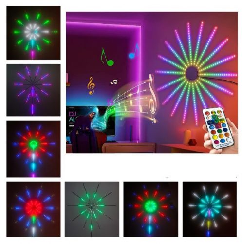  Telefonról vezérelhető tűzijáték RGB LED szalag távirányítóval – tűzijáték mintában rögzíthető szalag, követi a zene ritmusát