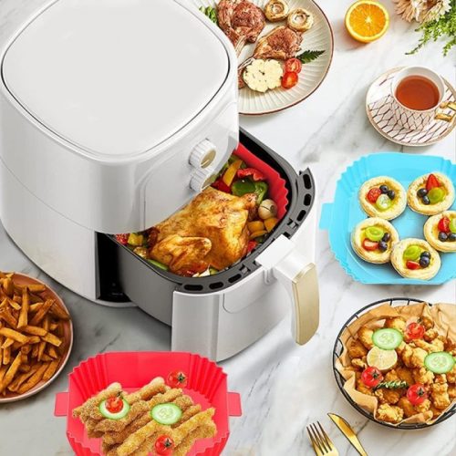 SZÖGLETES SZILIKON SÜTŐEDÉNY AIR FRYER , SÜTŐFORMA MELEGLEVEGŐS FRITŐZHÖZ, SÜTÉSHEZ