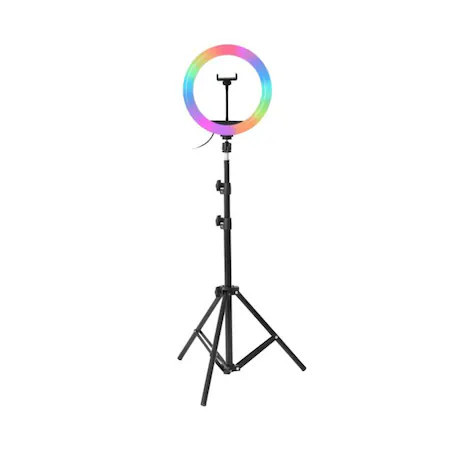 26cm RGB színes LED körfény körlámpa TikTok lámpa Ringlight állvánnyal